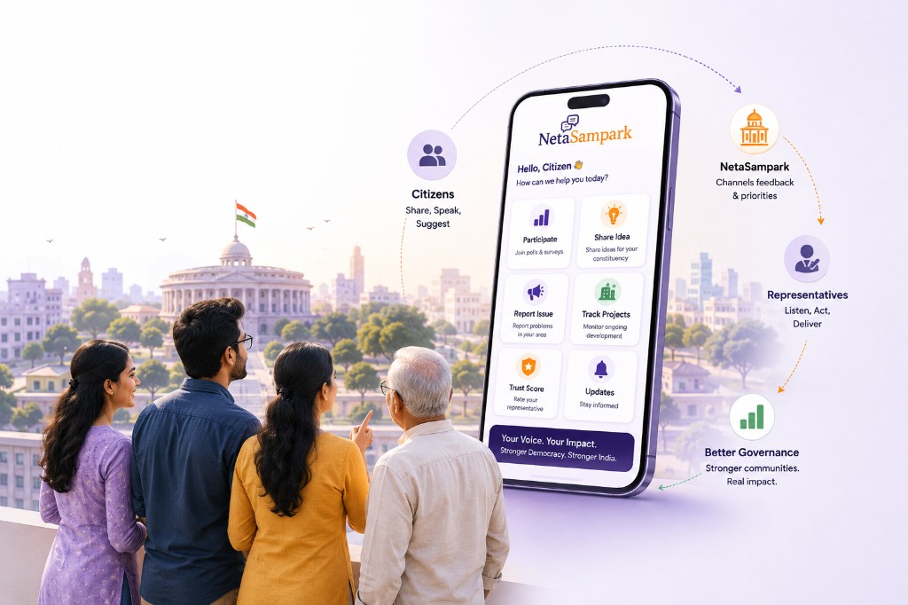 NetaSampark app connecting citizens and representatives — share, speak, and drive better governance
